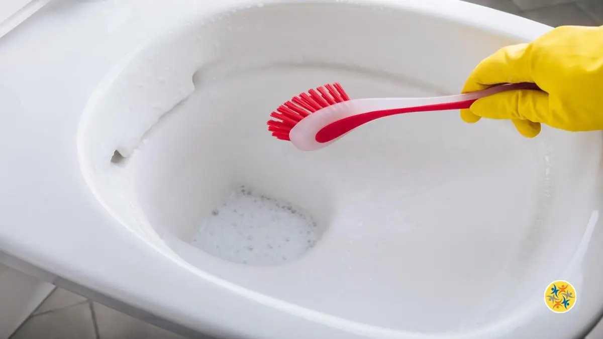 Le Truc Pour Eliminer les Taches de Calcaire Recouvrant les Toilettes 4 Enlevez les taches de calcaire avec du bicarbonate de soude et du vinaigre