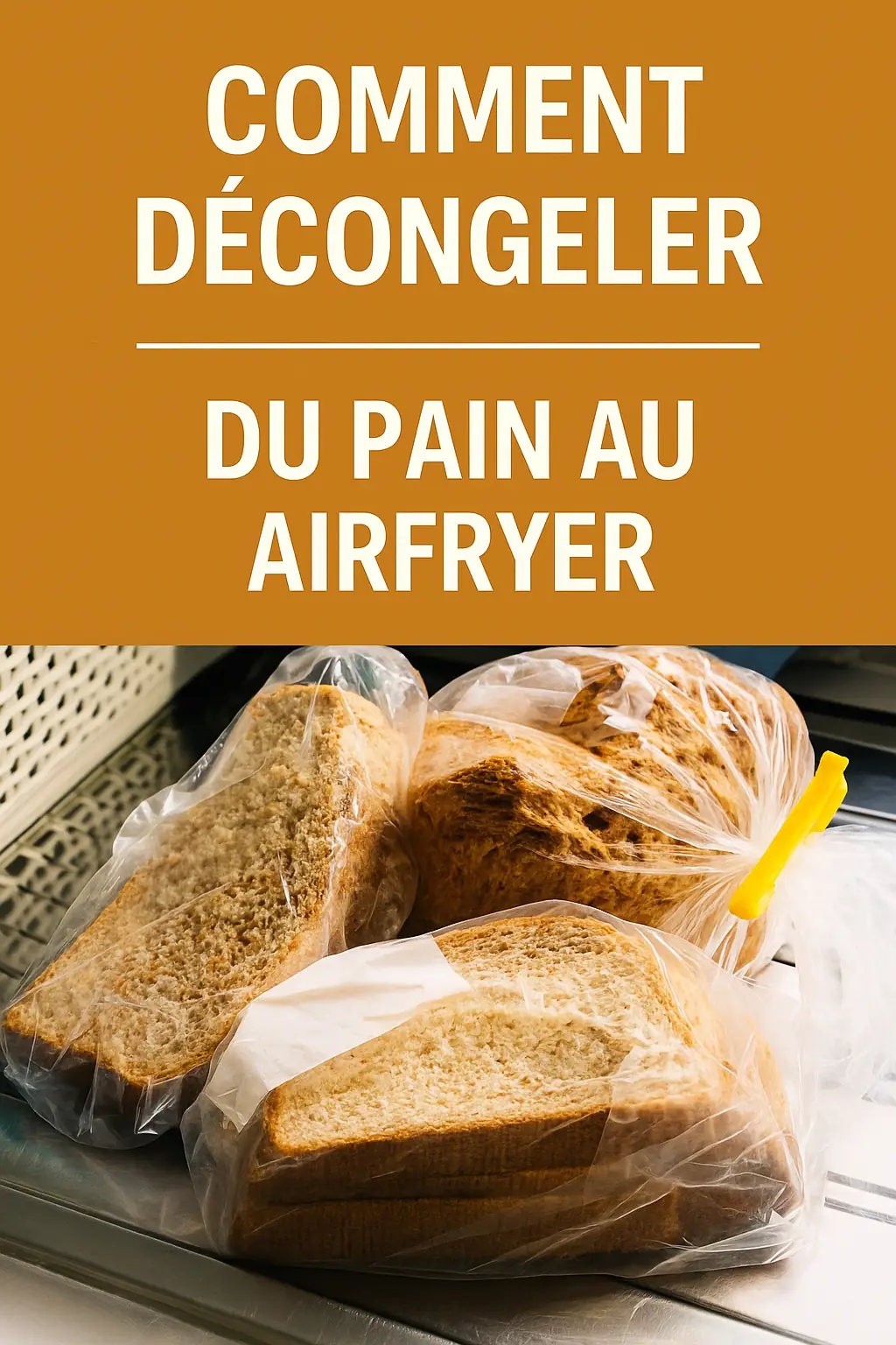 Pain congelé dans des sacs plastique prêt à être réchauffé avec un Airfryer