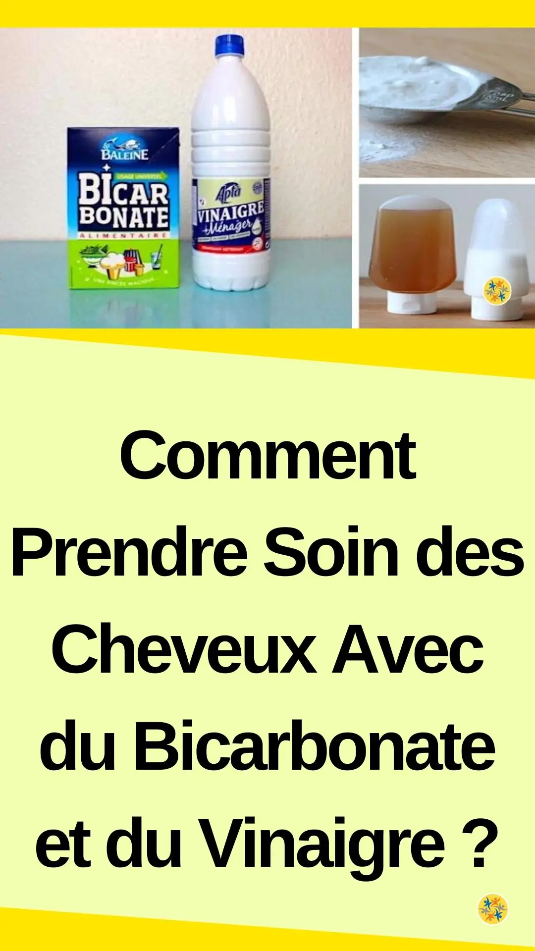 Solution de vinaigre et bicarbonate pour laver les cheveux 