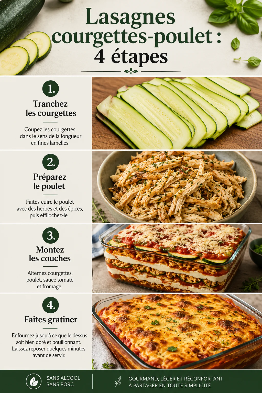 Lasagnes de courgettes au poulet et fromage : une recette familiale facile 2
