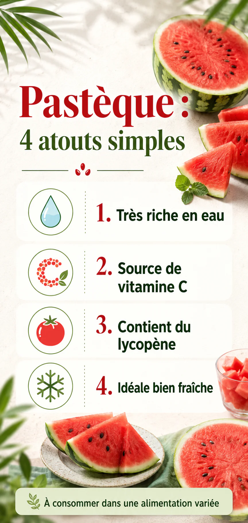 Bienfaits de la pastèque : fraîcheur, eau et nutriments d’été 2