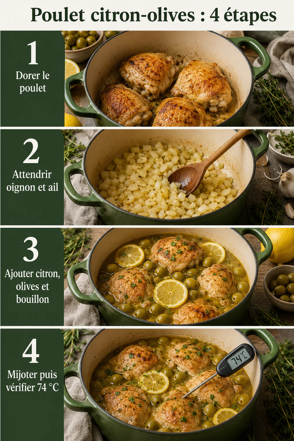Poulet au citron, olives et herbes : une recette familiale parfumée 2