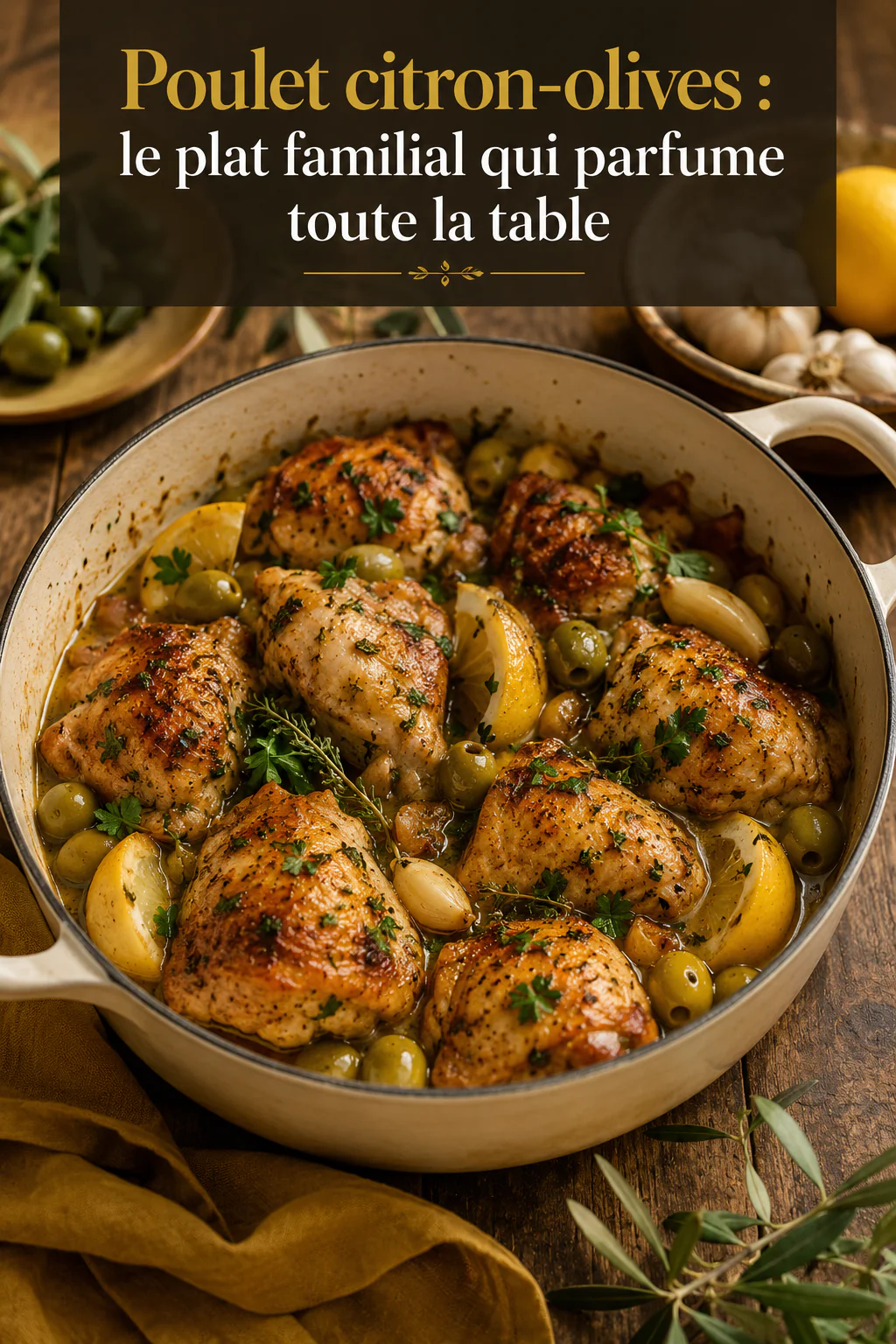 Poulet au citron, olives et herbes : une recette familiale parfumée 1