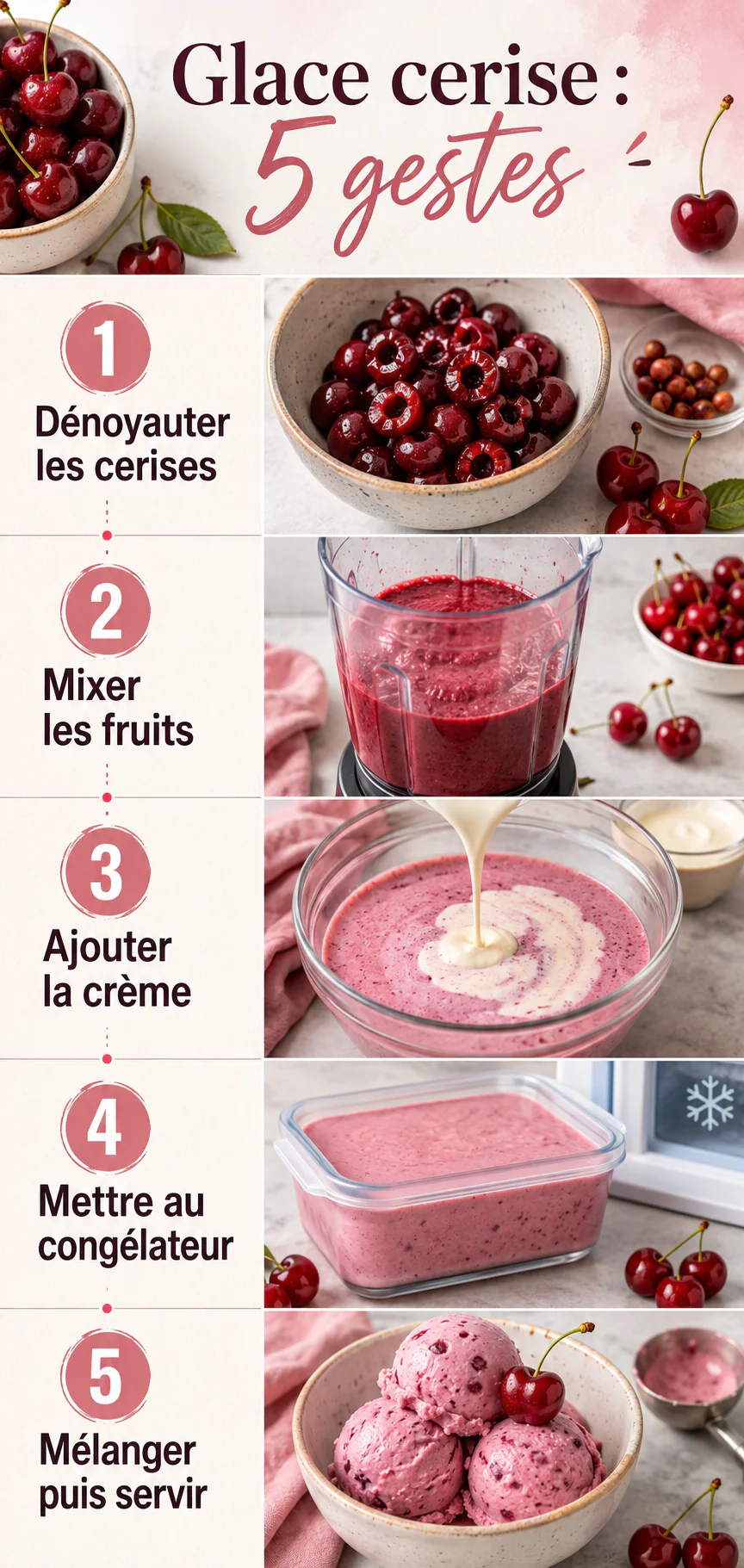 Une glace crémeuse à la cerise facile à préparer 2