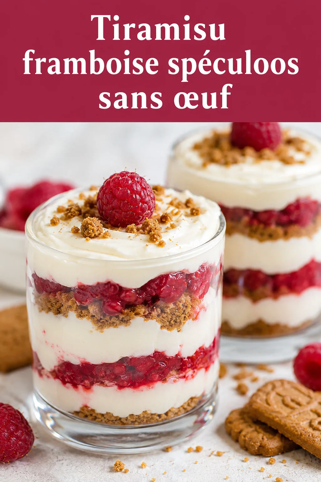 Tiramisu framboise spéculoos sans œuf : frais, crémeux et facile 1